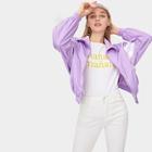 Romwe Front Zip Varsity Tape Panel Jacket
