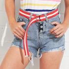 Romwe Buckle Design Striped Belt