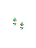 Romwe Gold Turquoise Dual Studs