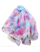 Romwe Blue Artificial Silk Printed Scarf