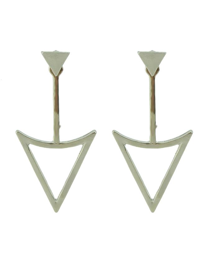 Romwe Silver Plated Triangle Hanging Stud Daily Wear Earrings