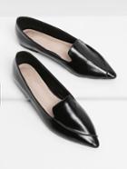 Romwe Pointed Toe Faux Leather Flats