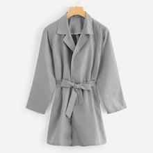 Romwe Self Tie Waist Coat