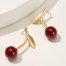 Romwe Cherry Design Stud Earrings 1pair