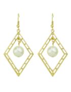 Romwe Fashion Gold Plated With Imitation Pearl Square Shaped Daily Wear Earrings