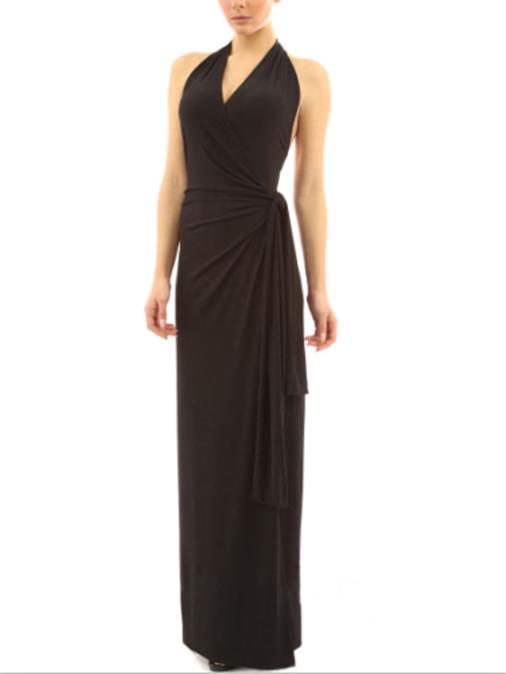 Romwe Halter Neck Draped Wrap Dress
