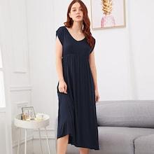 Romwe Solid High Waist Night Dress