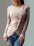 Romwe Khaki Long Sleeve Single Breasted Coat