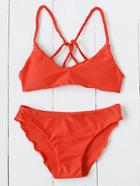 Romwe Braided Strap Bikini Set