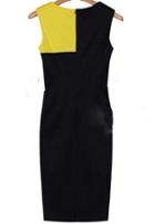 Romwe Colour-block Sleeveless Slim Dress