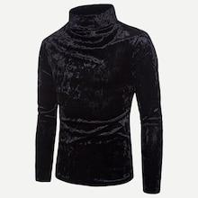 Romwe Men Velvet High Neck Solid Sweatshirt