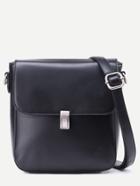 Romwe Black Faux Leather Messenger Bag