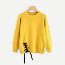 Romwe Lace Up Sweater