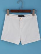 Romwe With Pockets White Shorts