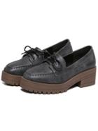 Romwe Black Lace-up Platform Loafers