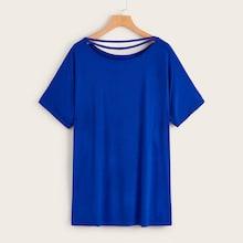 Romwe Solid Cut Out T-shirt Dress