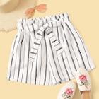 Romwe Paperbag Waist Belted Striped Shorts