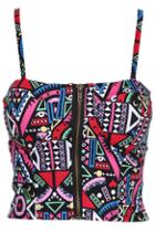 Romwe Ethnic Print Camisole Red Bandeau