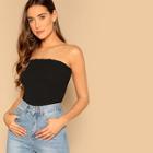 Romwe Ribbed Knit Crop Tube Top