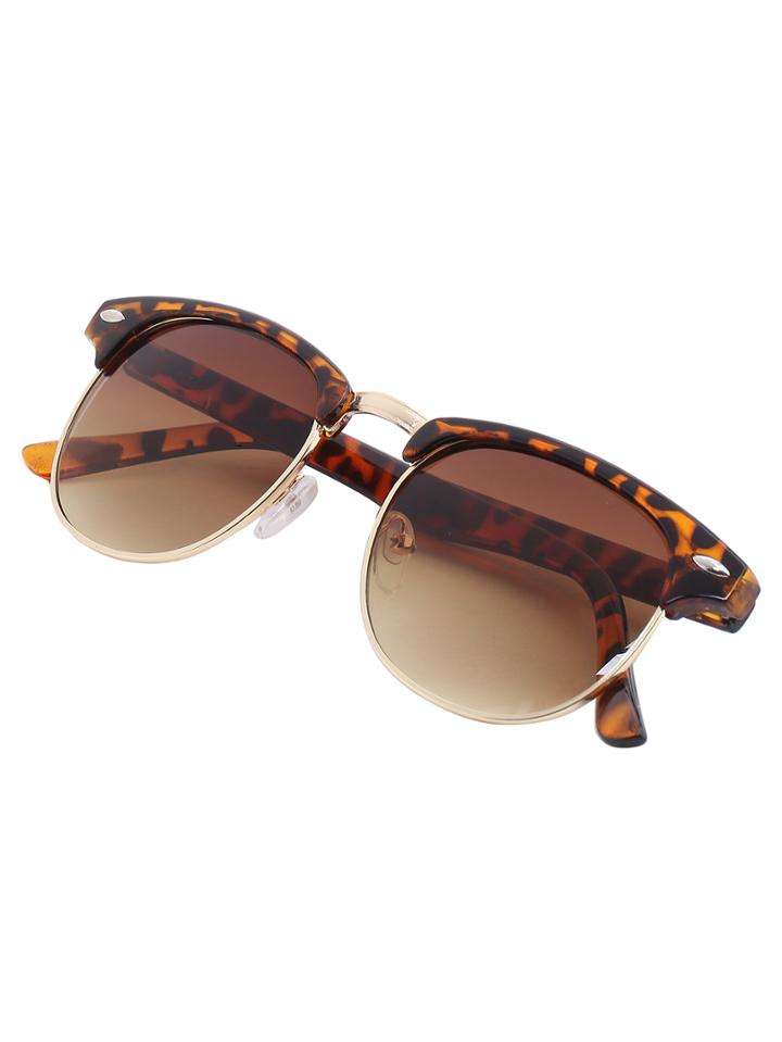 Romwe Leopard Browline Retro Sunglasses