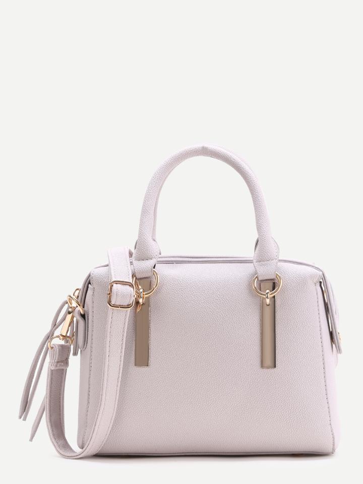 Romwe Tassel Detail Pu Shoulder Bag With Handle