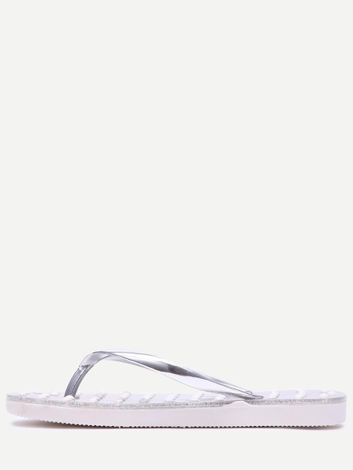 Romwe Silver Dot Massage Flip-flop