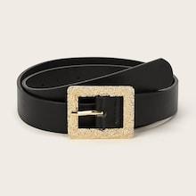 Romwe Textured Square Buckle Belt
