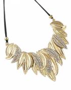Romwe Gold Diamond Leaves Necklace