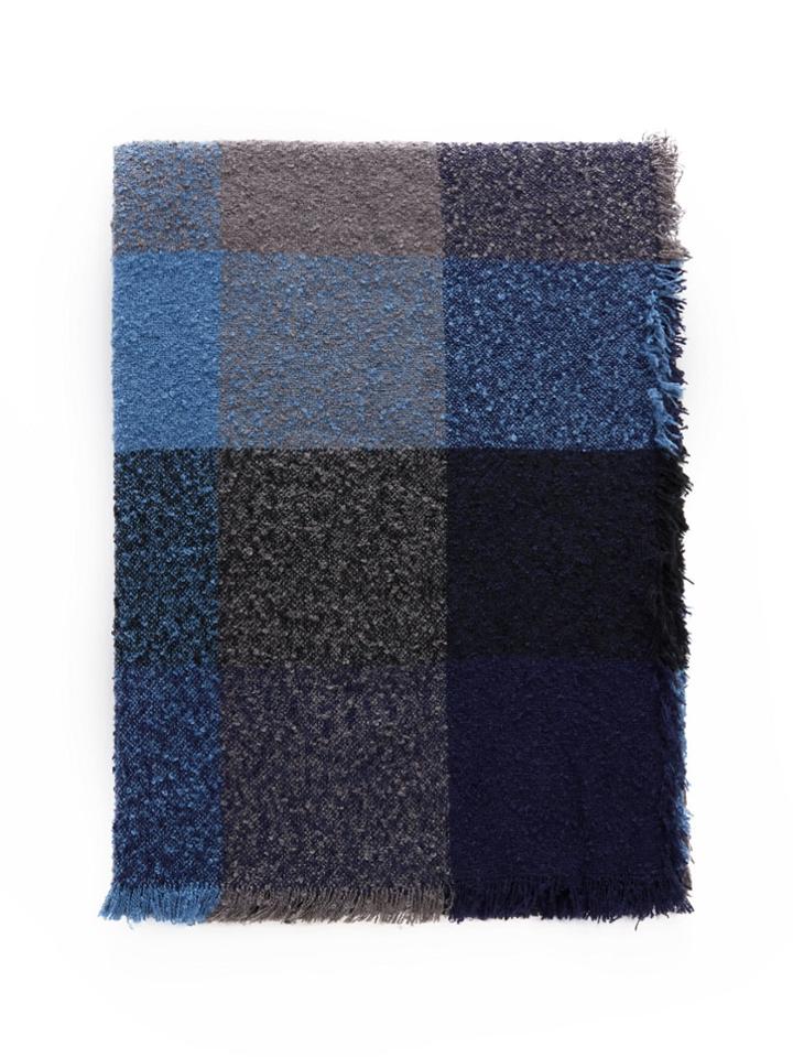 Romwe Frayed Trim Grid Print Scarf