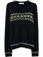 Romwe Round Neck Jacquard Sweater