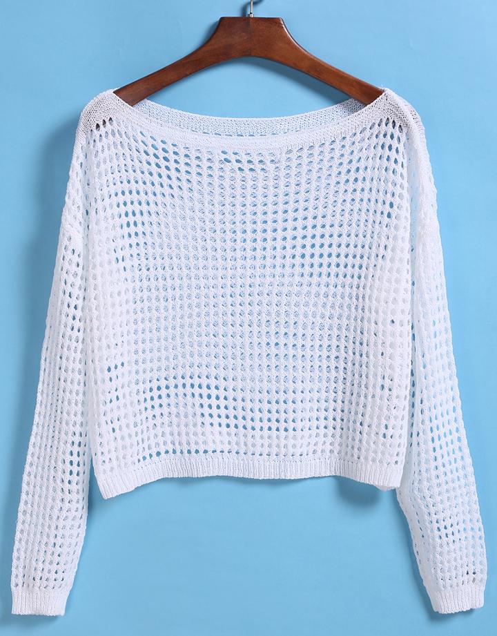 Romwe Scoop Neck Hollow Top