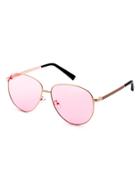 Romwe Metal Frame Pink Lens Retro Style Sunglasses