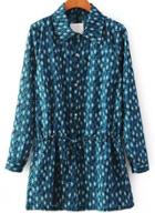 Romwe Diamond Print Drawstring Shirt Dress