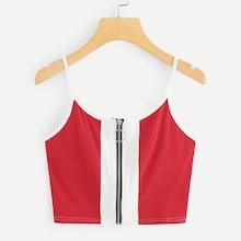 Romwe Zip Up Front Cami Top