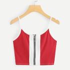 Romwe Zip Up Front Cami Top