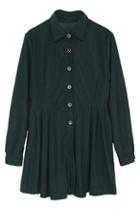 Romwe Pleated Hem Shirt Green Dress