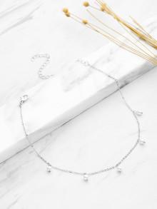 Romwe Faux Pearl Embellished Chain Necklace