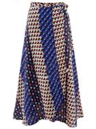 Romwe Multicolor Geometric Print Wrap Chiffon Skirt