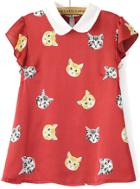 Romwe Doll Collar Cat Print Red Top