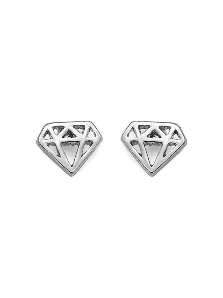 Romwe Hollow Diamond Shaped Stud Earrings