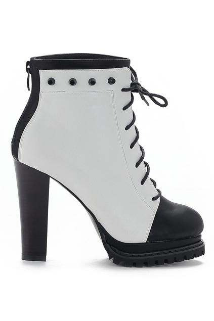 Romwe Color Block Shoes Lace Boots