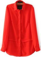Romwe Lapel Loose Red Blouse