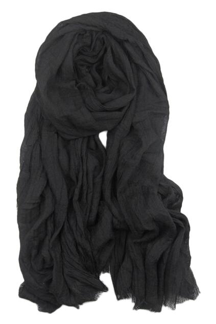Romwe Pleated Sheer Black Scarf