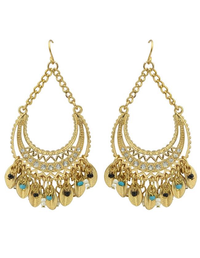 Romwe Gold Plated Rhinestone Wedding Chandelier Earrings Jewelry Fashion