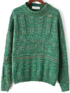 Romwe Long Sleeve Chunky Knit Loose Green Sweater