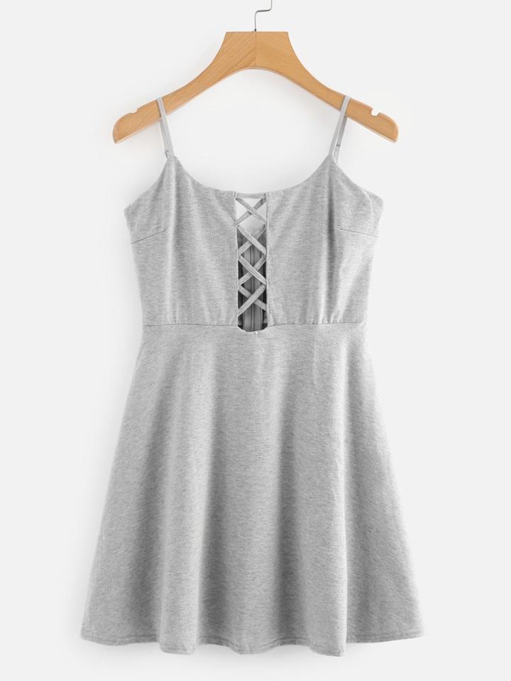Romwe Criss Cross Zip Up Back Dress