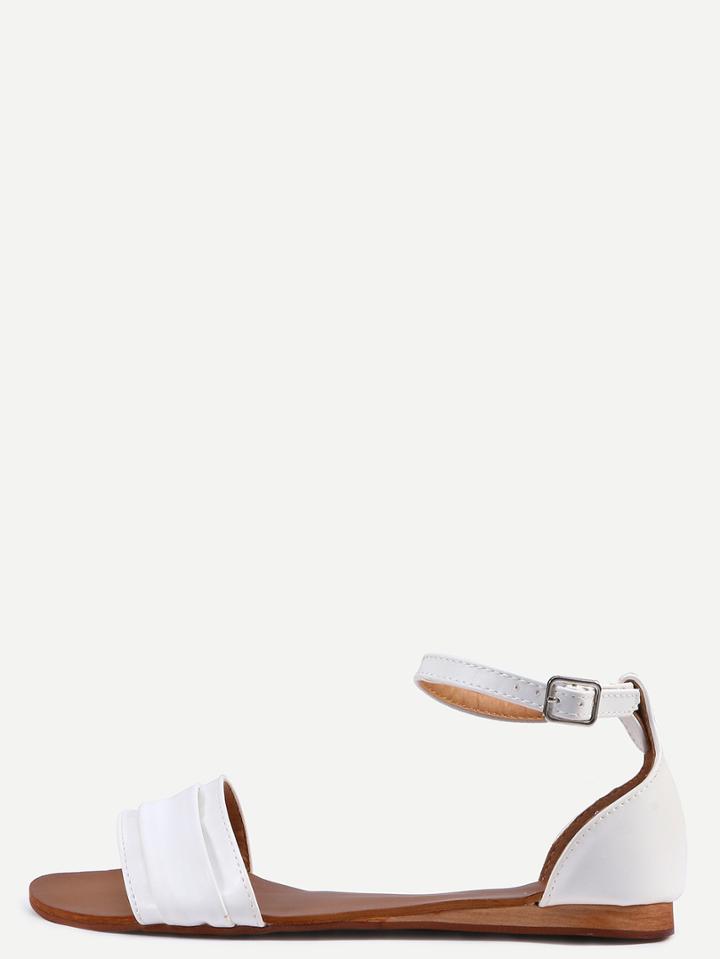 Romwe White Ankle Strap Flat Sandals