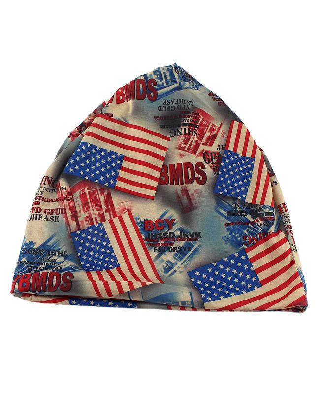 Romwe Blue Cotton Stretch Colorful Printed Women Beanie Hat