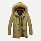 Romwe Men Fleece Lined Hooded Padded Coat