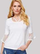 Romwe Strappy Front Cut Out Flounce Sleeve Tee